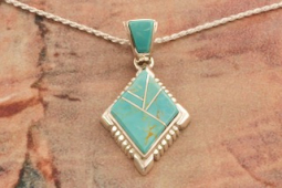 Calvin Begay Genuine Kingman Turquoise Sterling Silver Native American Pendant